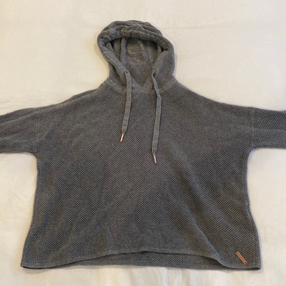 Sweaty Betty Gray Size Small Cotton Perforated Knit Hoodie